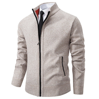 Herren Strickjacke Sportlich Stehkragen Reißverschluss