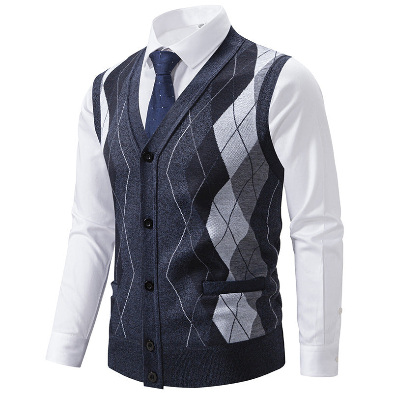 Herren Strickweste Classic Rautenmuster Elegante
