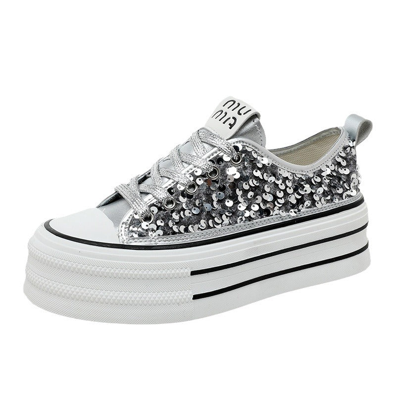 Damen Plateausneaker Glitzer Pailletten Sneaker Damen Schuhe