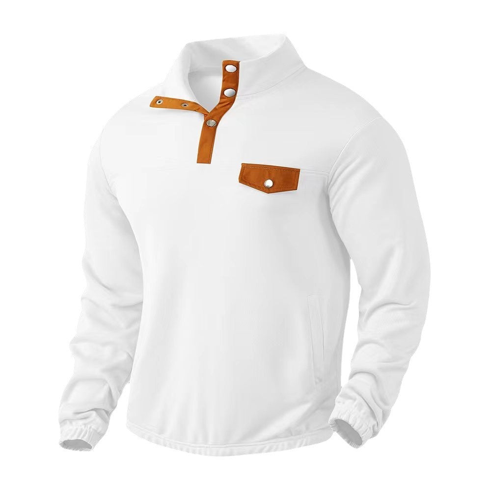 Herren Fleece-Pullover Modern Stehkragen mit Brusttasche