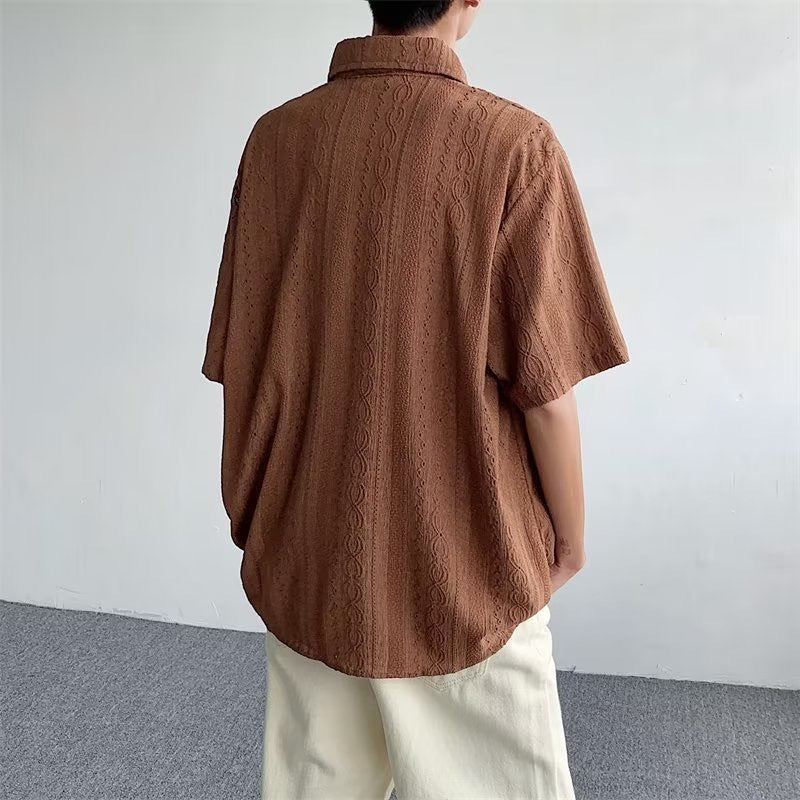 Herren Kurzarmhemd Modern mit Spitzen-Details Elegant