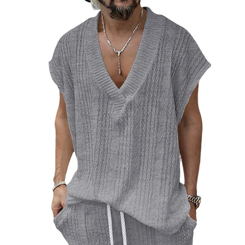 Herren Stricktop Ärmellos V-Ausschnitt Modern