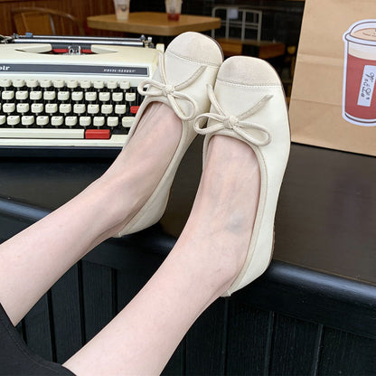 Damen Ballerinas Glänzend mit Schleife Elegant