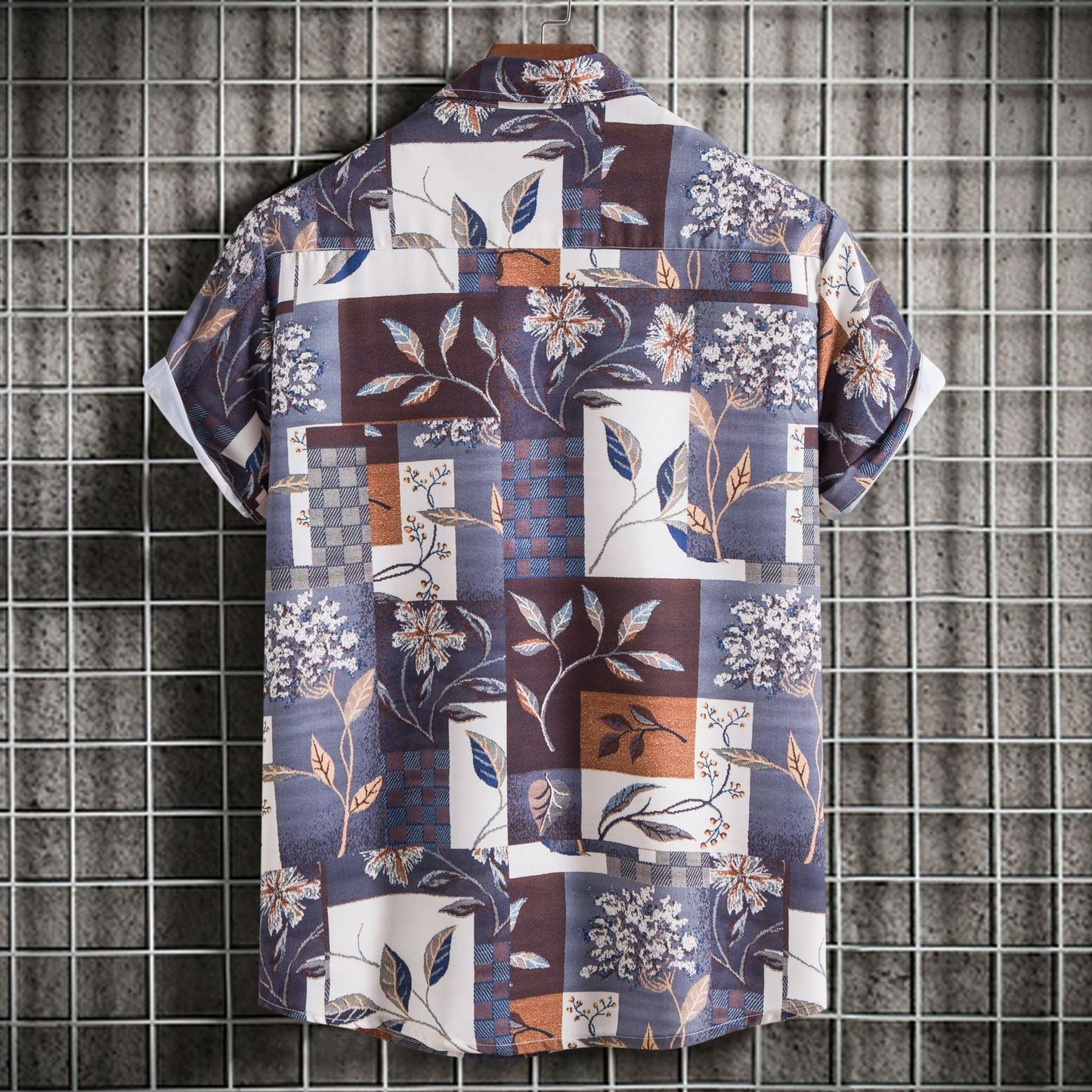 Herren Kurzarmhemd Blumenmuster Sommerlich Modern