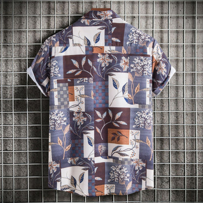 Herren Kurzarmhemd Blumenmuster Sommerlich Modern