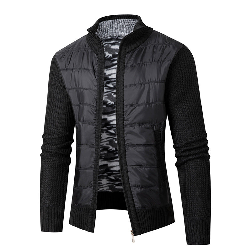 Herren Jacke Modern Stehkragen Strukturiert Schwarz