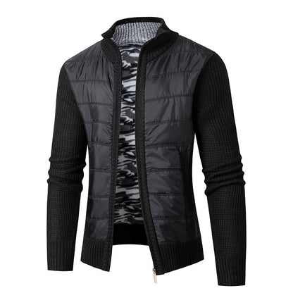 Herren Jacke Modern Stehkragen Strukturiert Schwarz