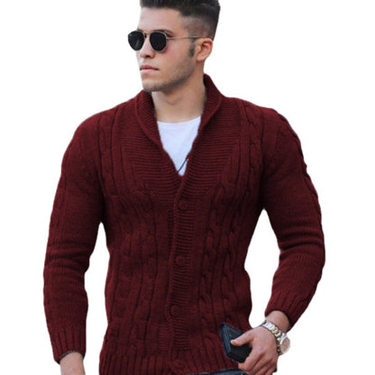 Herren Strickjacke Mit Zopfmuster Schalkragen Modern