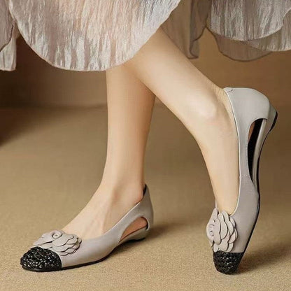 Damen Ballerina Schuhe Offen Fersen Floral Modisch