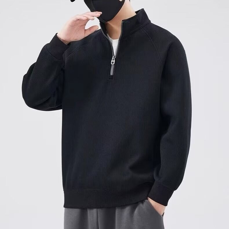 Herren Pullover Reißverschluss Kragen Hoher Kragen Warm