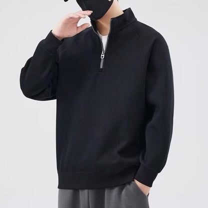 Herren Pullover Reißverschluss Kragen Hoher Kragen Warm