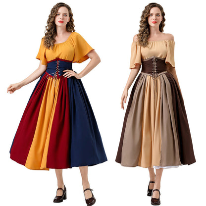 Damen Maxikleid Elegant Tailliert Schnüren Ärmel Lang