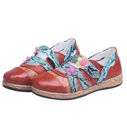 Damen Pantoletten Komfort Weich Bunt Blumen Design