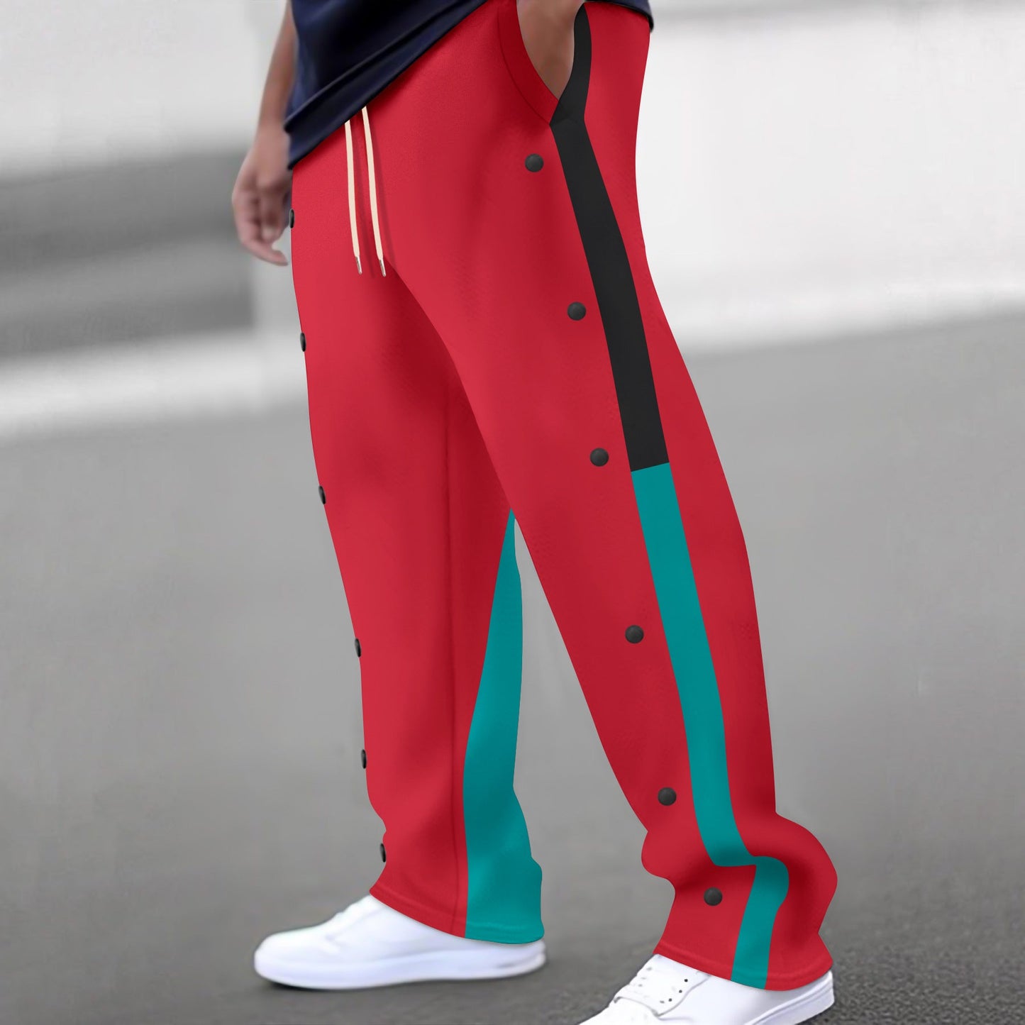 Herren Sportlhose Mit Druckknöpfen Side Pockets