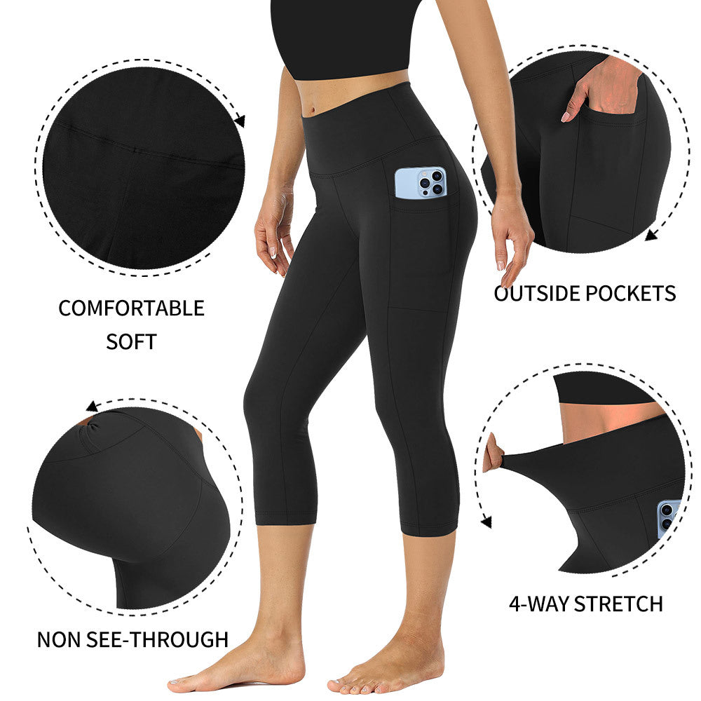 Damen Leggings mit Bauchkontrolle und Taschen Sportlich - BerlinGlamour