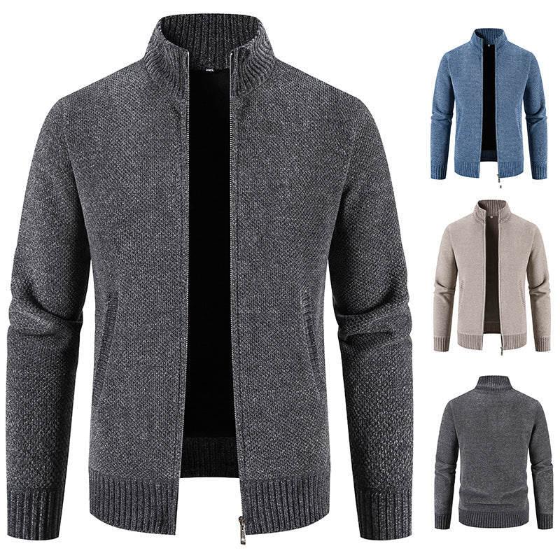 Herren Strickjacke Modisch Reißverschluss Kragen - BerlinGlamour