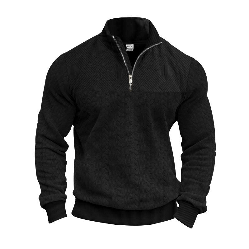 Herren Pullover Struktur Optik Halbzipp