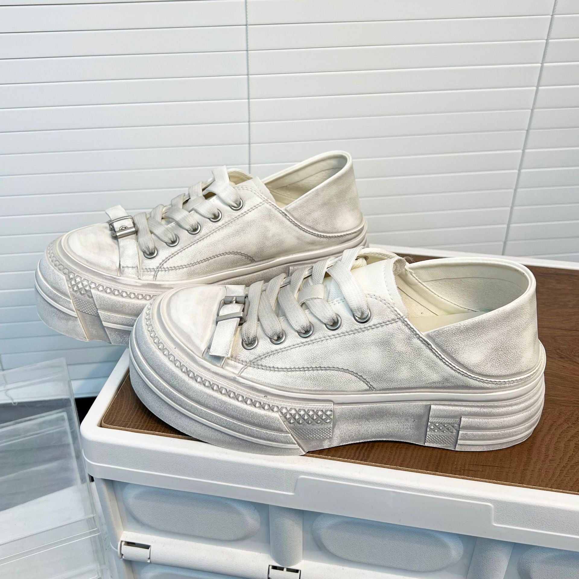 Damen Sneaker Plateau Stiletto Schuhe mit Schnürung - BerlinGlamour