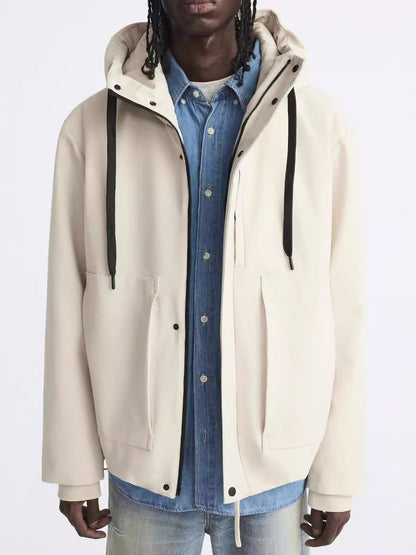Herren Regenjacke Wasserdicht mit Kapuze und Taschen Modern