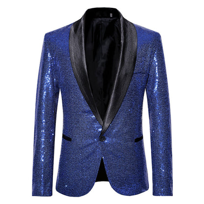Herren Paillettenblazer Glamour Schwarz Elegant