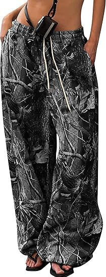 Damen Cargohose Hochtailliert Allover-Muster Trendy