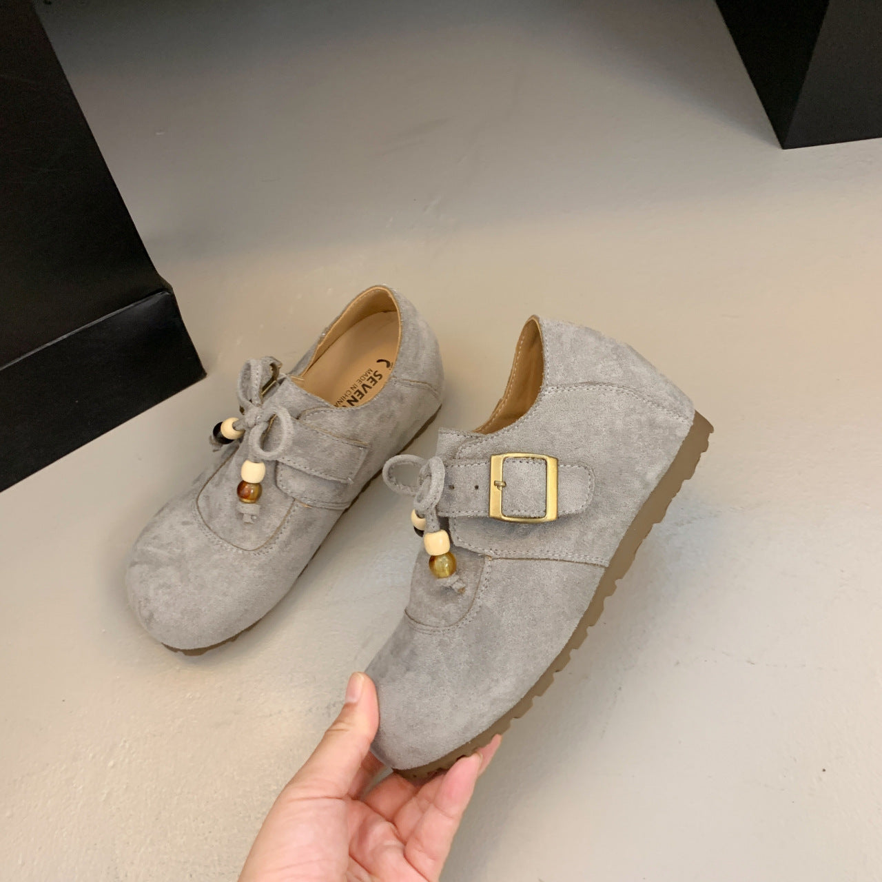Damen Mokassins Comfort Weich Bequem Schnalle