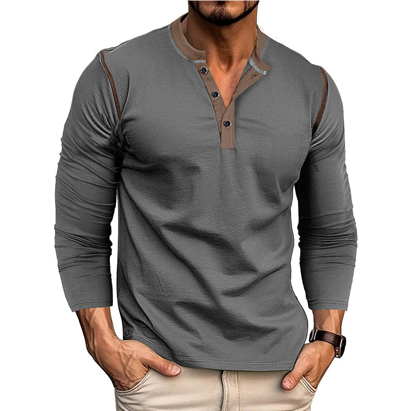 Herren Langarm-Hemd Henley-Ausschnitt Modern Slimfit - BerlinGlamour