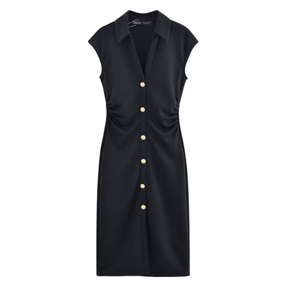 Damenkleid Hemdbluse Elegantes Knopfdetail Modern