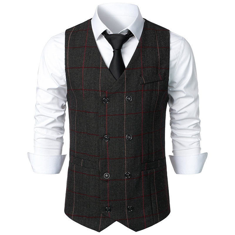 Herren elegante Karoweste mit doppelter Knopfleiste und klassischem Karo-Muster BerlinGlamour