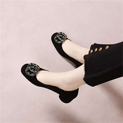 Damen Ballerinas mit Glitzer Schleife Schwarz