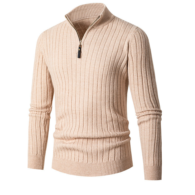 der neue Titel: Herren Strickpullover mit hohem Kragen und Reißverschluss BerlinGlamour