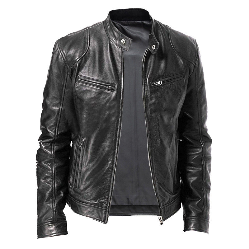 Lederjacke Herren Modern Biker Style Schwarz