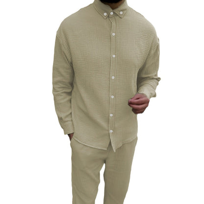 Herren Hemd Langarm Elegant Strukturiert Modern