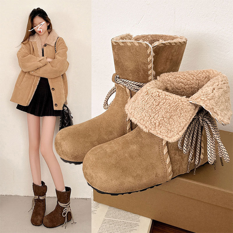 Damen Winterboots Weich Warm Schnürboots Frauenstiefel - BerlinGlamour