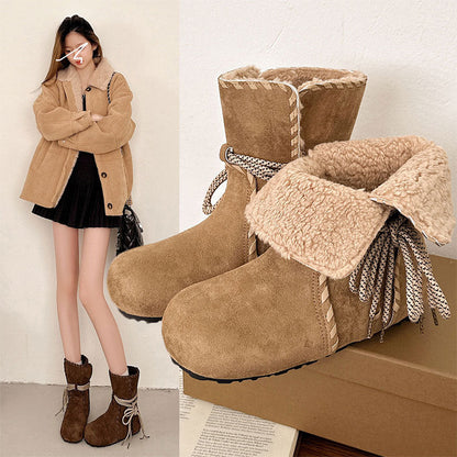 Damen Winterboots Weich Warm Schnürboots Frauenstiefel - BerlinGlamour