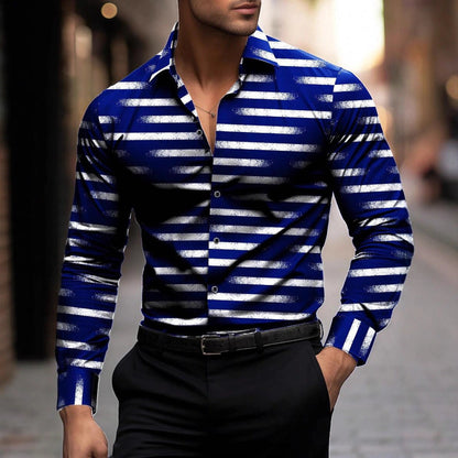 Herren Langarmhemd Modern Streifen Design Slim Fit - BerlinGlamour