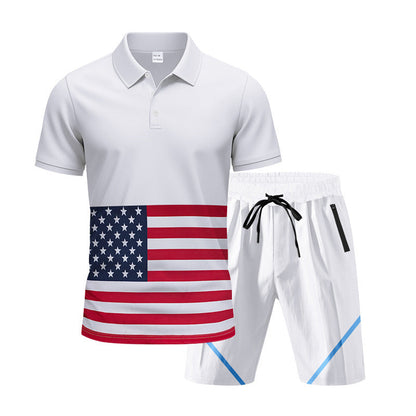 Herren Polo-Shirt Set Sportlich Flaggenmuster Berlin
