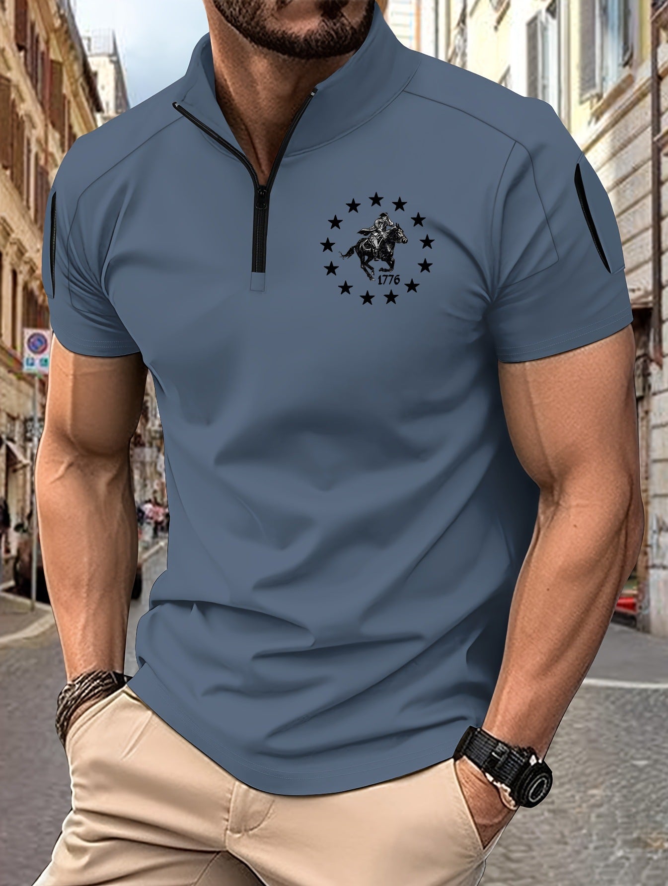 Herren Funktionsshirt Kurzarm mit Reißverschluss Modern