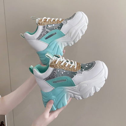 Damen Sneaker Glitter Design Bequem Dämpfend