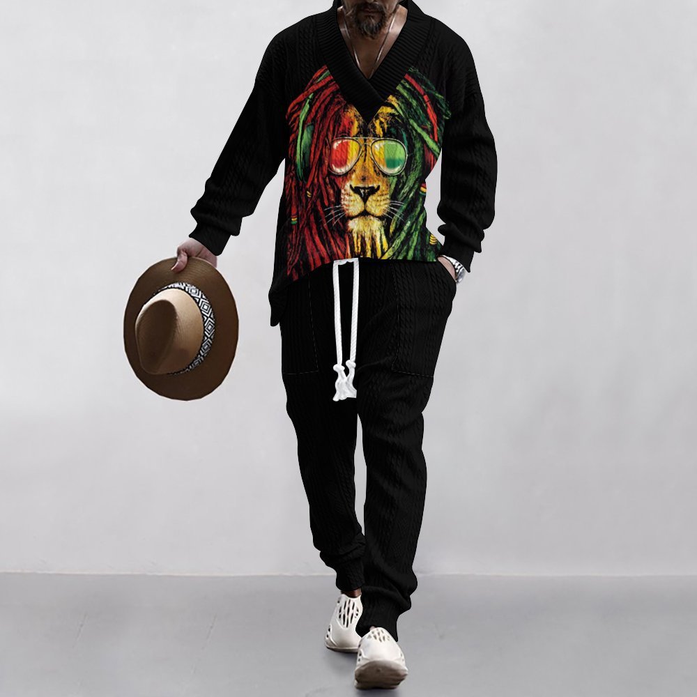 Herren Sommeroutfit mit Palmen Motiv Jogginghose Atmungsaktiv