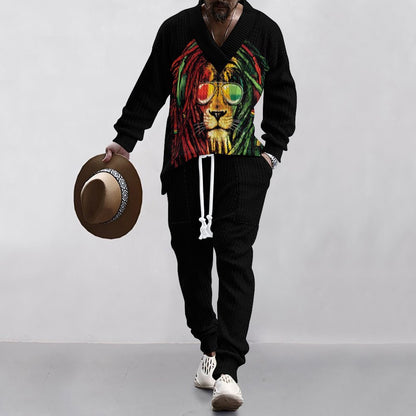 Herren Sommeroutfit mit Palmen Motiv Jogginghose Atmungsaktiv