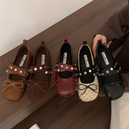 Damen Ballerinas Schleifen-Design Modisch Riemen