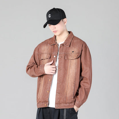 Herren Denimjacke Modern Lässig mit Taschen