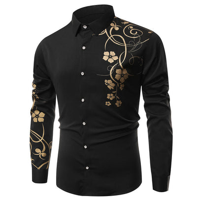 Herren Langarmhemd Modern mit Floralmuster Elegant