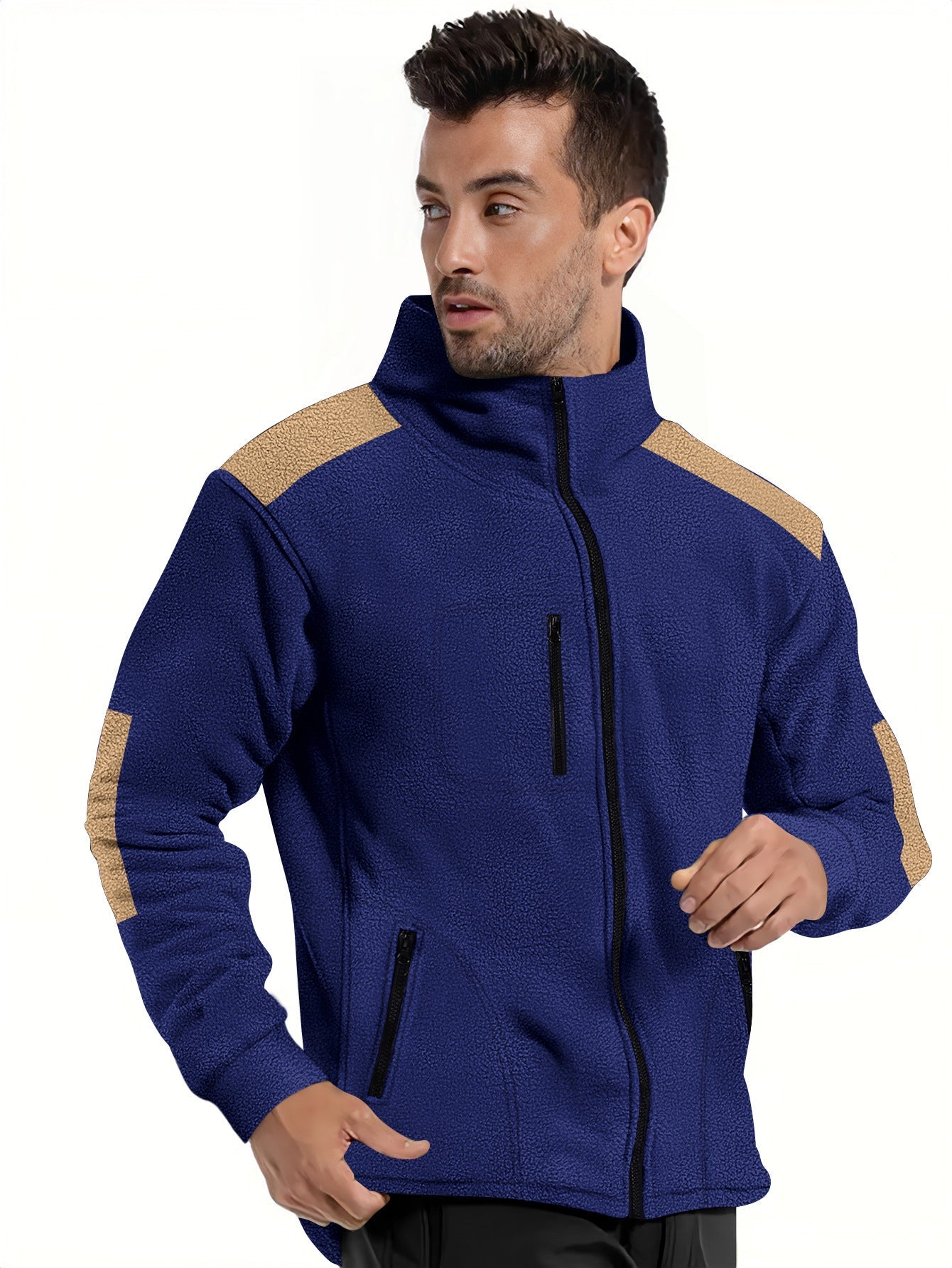 Herren Fleecejacke Warm mit Reißverschlusstaschen Funktionell