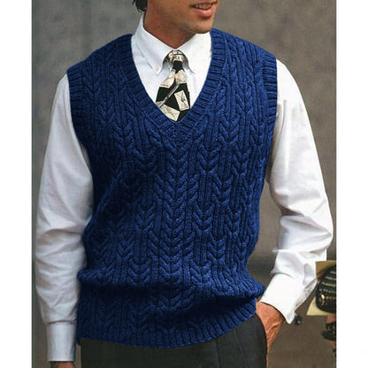 Herren Strickweste Zopfmuster Modern Flachstrick