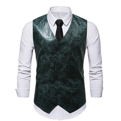 Herren Weste Elegant Floralmuster Doppelknopf Modern