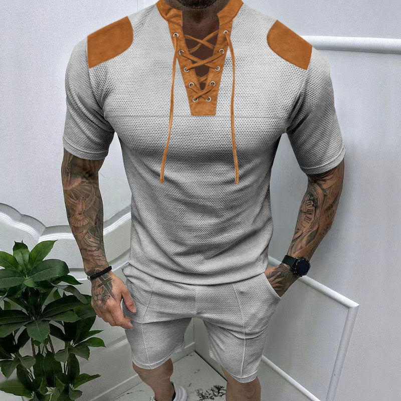 Herren Sport-T-Shirt Atmungsaktiv Schnürdesign Modern