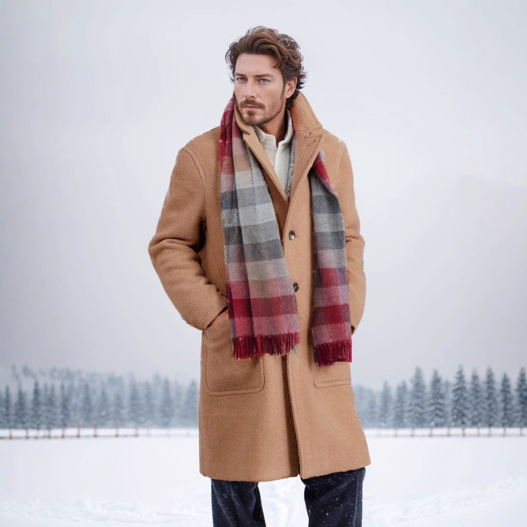 Herren Wollmantel Elegant Lang mit Doppelknopf und Taschen - BerlinGlamour