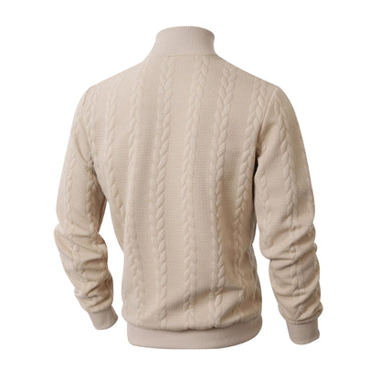 Herren Strickpullover Modern mit Zopfmuster Hochkragen